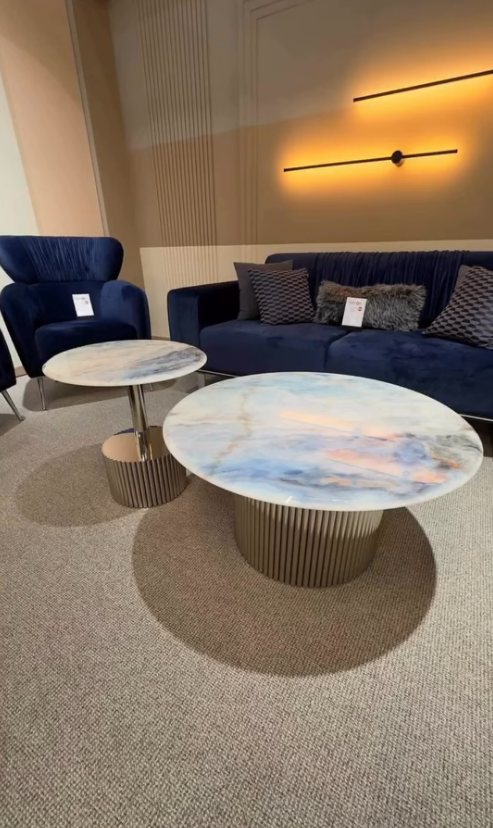 Комплект журнальных столов Elt- T11 мрамор/золото, серебро