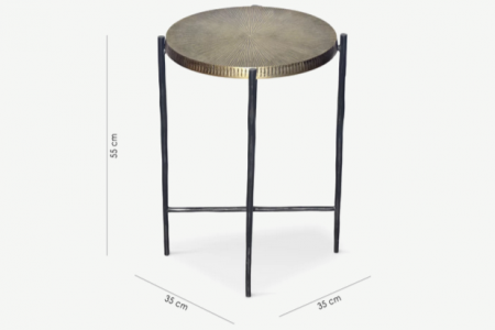 Стол журнальный CRV- Mone, Brass antique top black base 35 см., золотистый