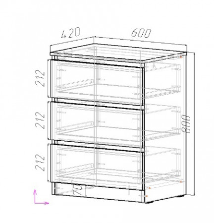 Комод на 3 шухляды ViA- Таун ТК-8