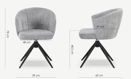 Стул обеденный CRV- Gear поворотный 360°, серый