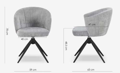 Стул обеденный CRV- Gear поворотный 360°, серый