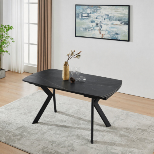Стіл обідній розкладний INI- NOREEN CERAMIC 140(200)*80  чорний /чорний 