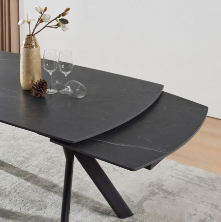Стіл обідній розкладний INI- NOREEN CERAMIC 140(200)*80  чорний /чорний 
