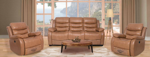 Комплект мягкой мебели BLN- Брюс 3р+1эр+1эр (кожа, кремовый)