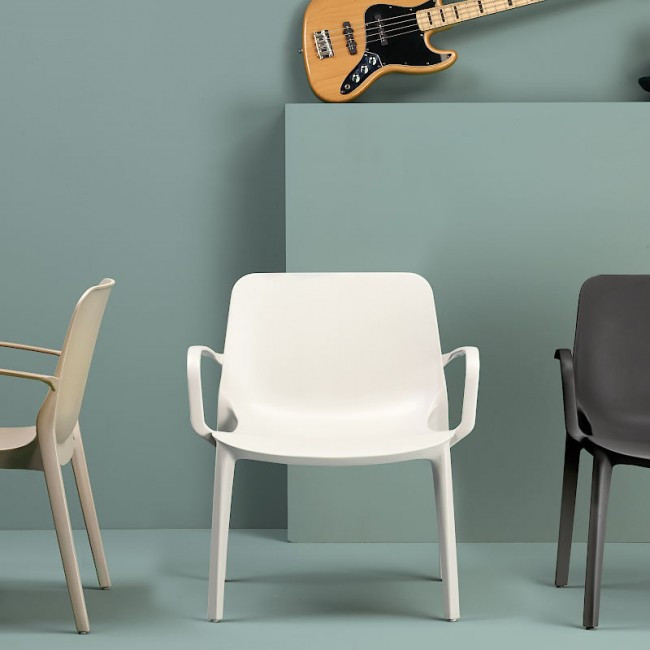 Стул лаунж пластиковый VLL- SCAB GINEVRA белый, антрацит