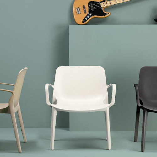 Стул лаунж пластиковый VLL- SCAB GINEVRA белый, антрацит