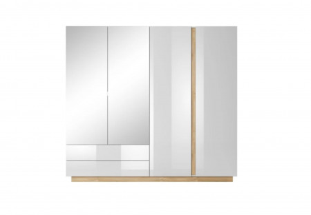 Шкаф Perfect Home Arco (Marco) 4D2S/220 с зеркалом  белый глянец/дуб грандсон