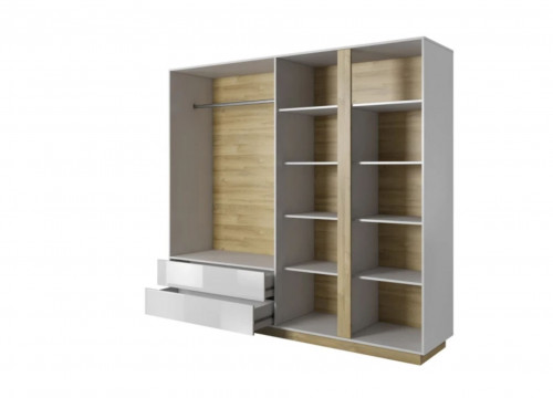 Шкаф Perfect Home Arco (Marco) 4D2S/220 с зеркалом  белый глянец/дуб грандсон