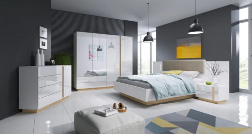 Шкаф Perfect Home Arco (Marco) 4D2S/220 с зеркалом  белый глянец/дуб грандсон