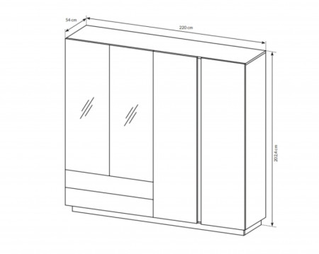 Шкаф Perfect Home Arco (Marco) 4D2S/220 с зеркалом  белый глянец/дуб грандсон