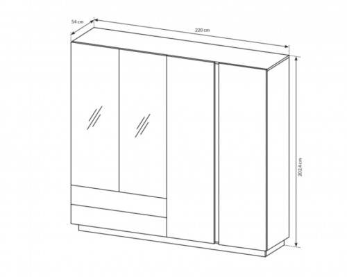 Шкаф Perfect Home Arco (Marco) 4D2S/220 с зеркалом  белый глянец/дуб грандсон