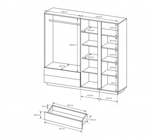 Шкаф Perfect Home Arco (Marco) 4D2S/220 с зеркалом  белый глянец/дуб грандсон