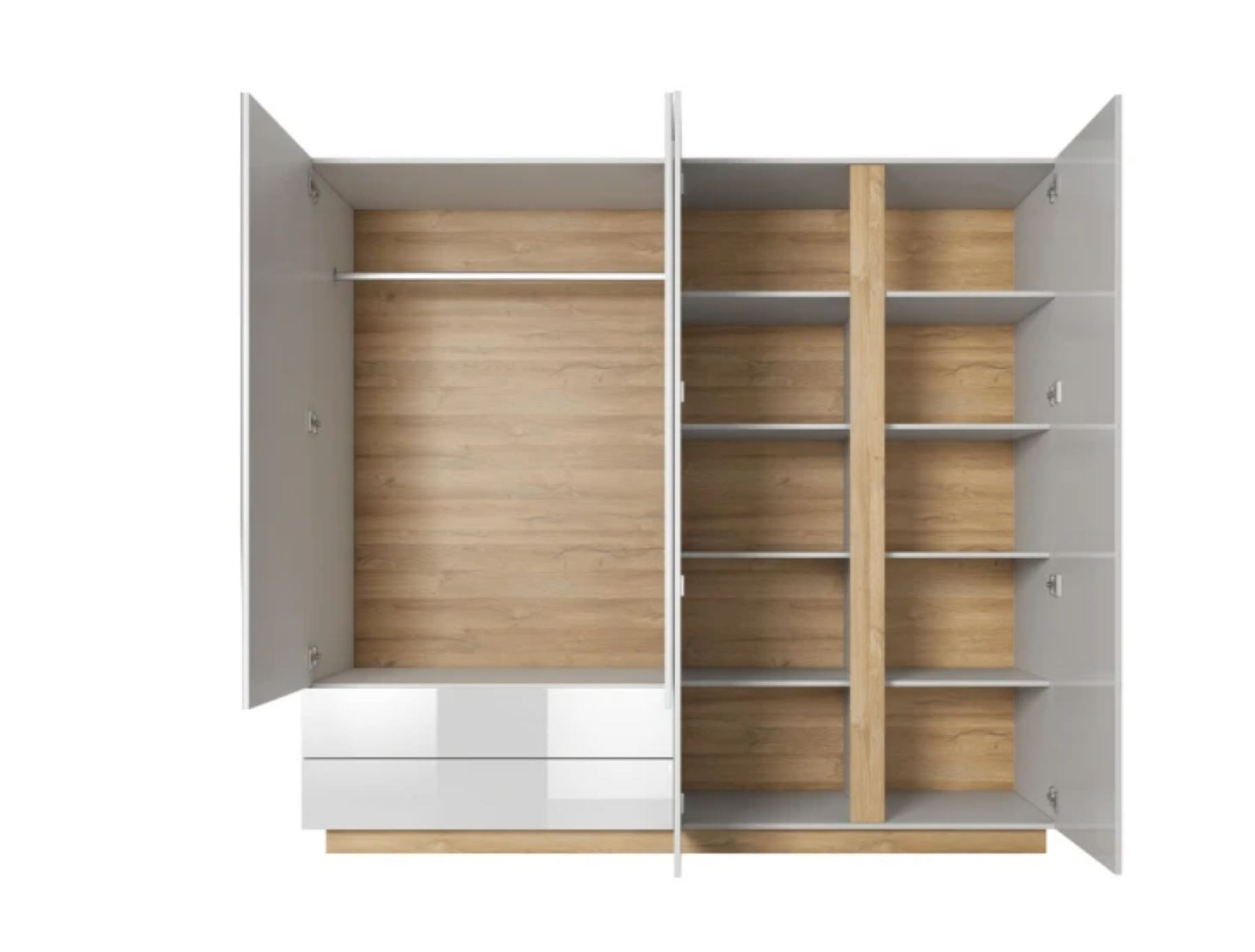 Шкаф Perfect Home Arco (Marco) 4D2S/220 с зеркалом  белый глянец/дуб грандсон