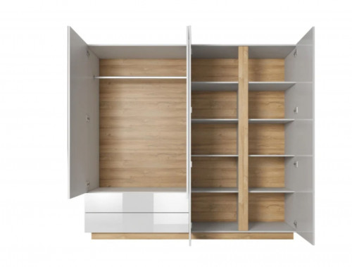 Шкаф Perfect Home Arco (Marco) 4D2S/220 с зеркалом  белый глянец/дуб грандсон