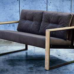 Диван Лофт WLS M25 коричневый (каркас ясень / металл черный, белый)