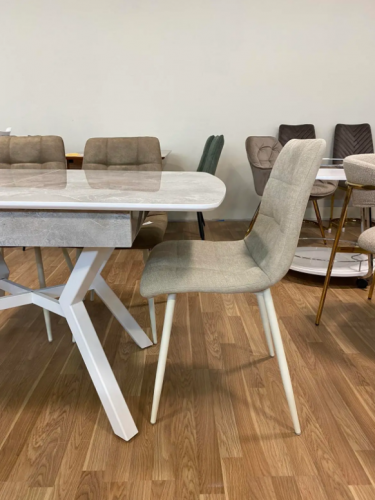 Стол модерн EXI- Лотус LOTUS TABLE WHITE MARBLE + WHITE LEG 130/170*80*75