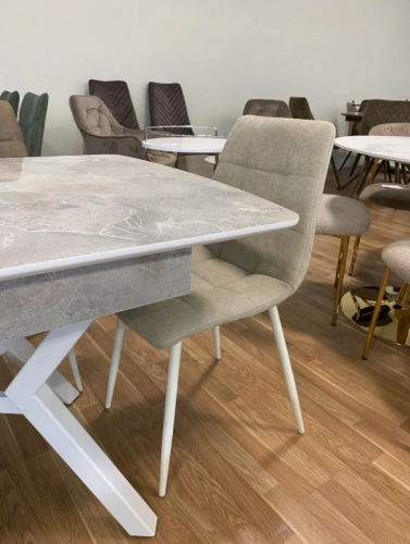 Стол модерн EXI- Лотус LOTUS TABLE WHITE MARBLE + WHITE LEG 130/170*80*75