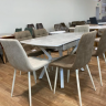 Стол модерн EXI- Лотус LOTUS TABLE WHITE MARBLE + WHITE LEG 130/170*80*75