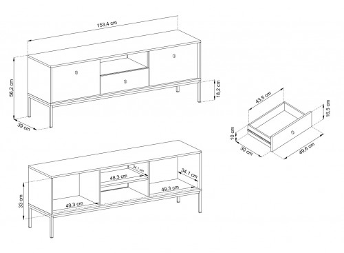 Тумба под TV Perfect Home Моно/Mono 2-дверная с 1 ящ., золотые ножки MRTV154 Беж песочный