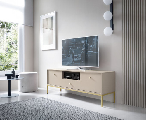 Тумба под TV Perfect Home Моно/Mono 2-дверная с 1 ящ., золотые ножки MRTV154 Беж песочный