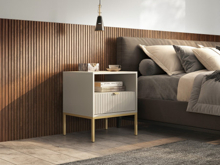 Тумба прикроватная Perfect Home Nova с 1 ящиком и золотыми ножками S54 Кашемир