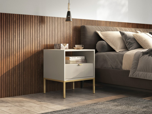 Тумба прикроватная Perfect Home Nova с 1 ящиком и золотыми ножками S54 Кашемир