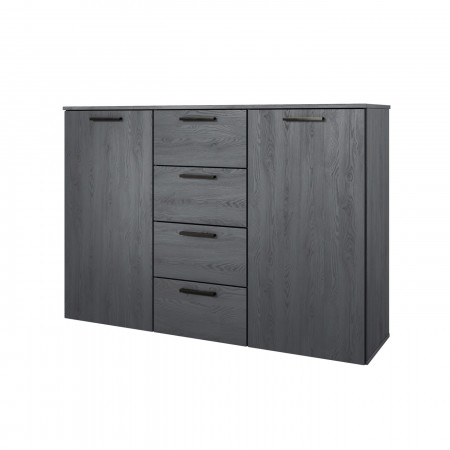 Комод на 2 двери и 4 ящика Helvetia GALAXY 24CBEA26 (карбоновый дуб)