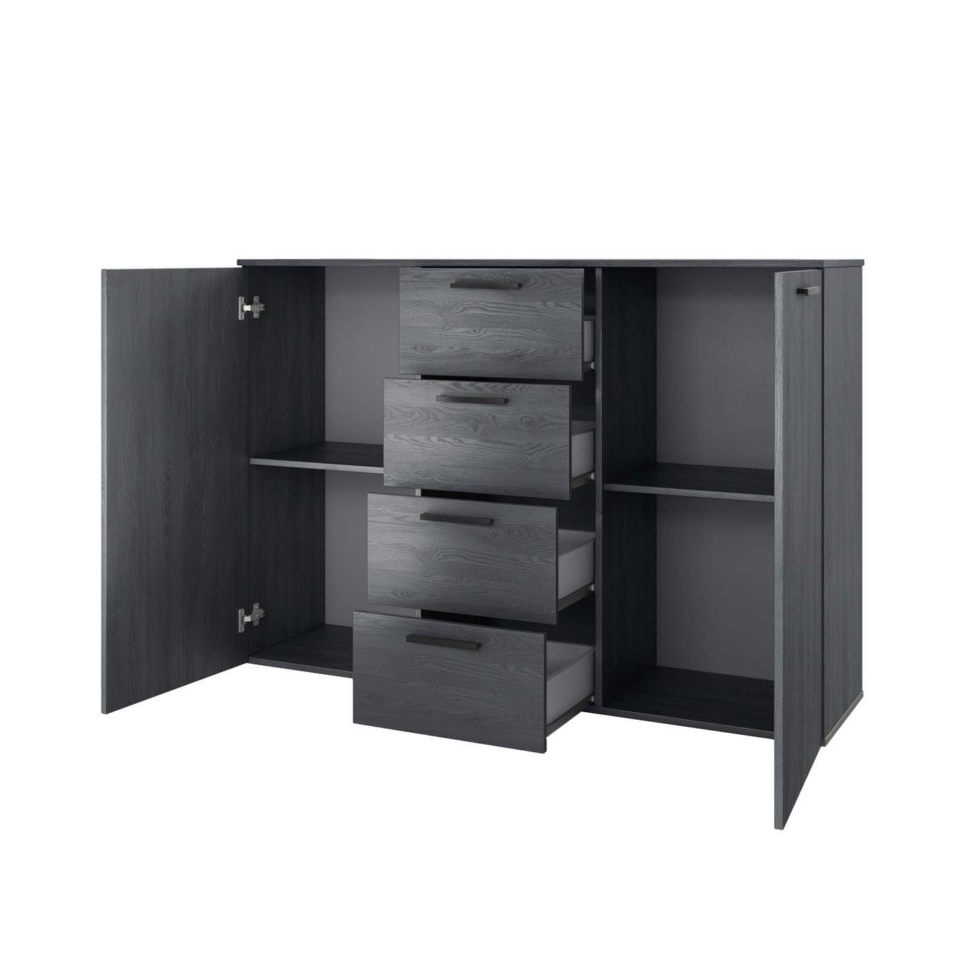 Комод на 2 двери и 4 ящика Helvetia GALAXY 24CBEA26 (карбоновый дуб)