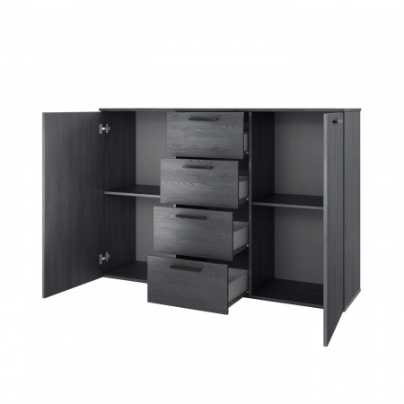 Комод на 2 двери и 4 ящика Helvetia GALAXY 24CBEA26 (карбоновый дуб)