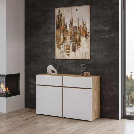 Комод на 2 двери и 2 ящика Helvetia CROSS 24N9MY45 (дуб вотан/белый)