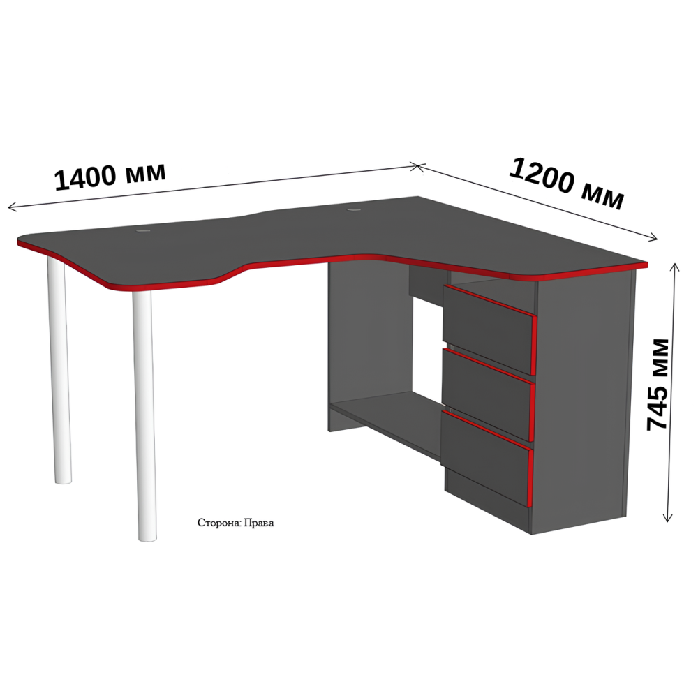 Геймерский компьютерный стол Буст угловой с ящиками Антрацит (LION-041449)