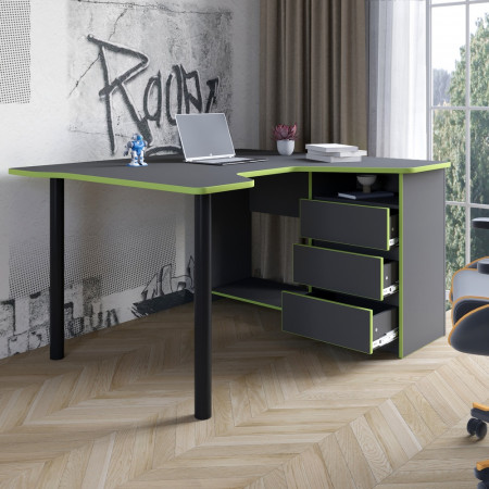 Геймерский компьютерный стол Буст угловой с ящиками Антрацит (LION-041449)