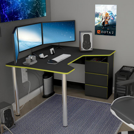 Геймерский компьютерный стол Буст угловой с ящиками Антрацит (LION-041449)