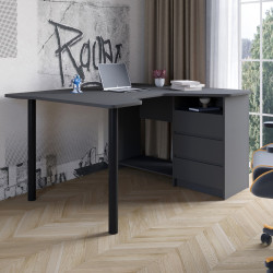 Геймерский компьютерный стол Буст угловой с ящиками Антрацит (LION-041449)