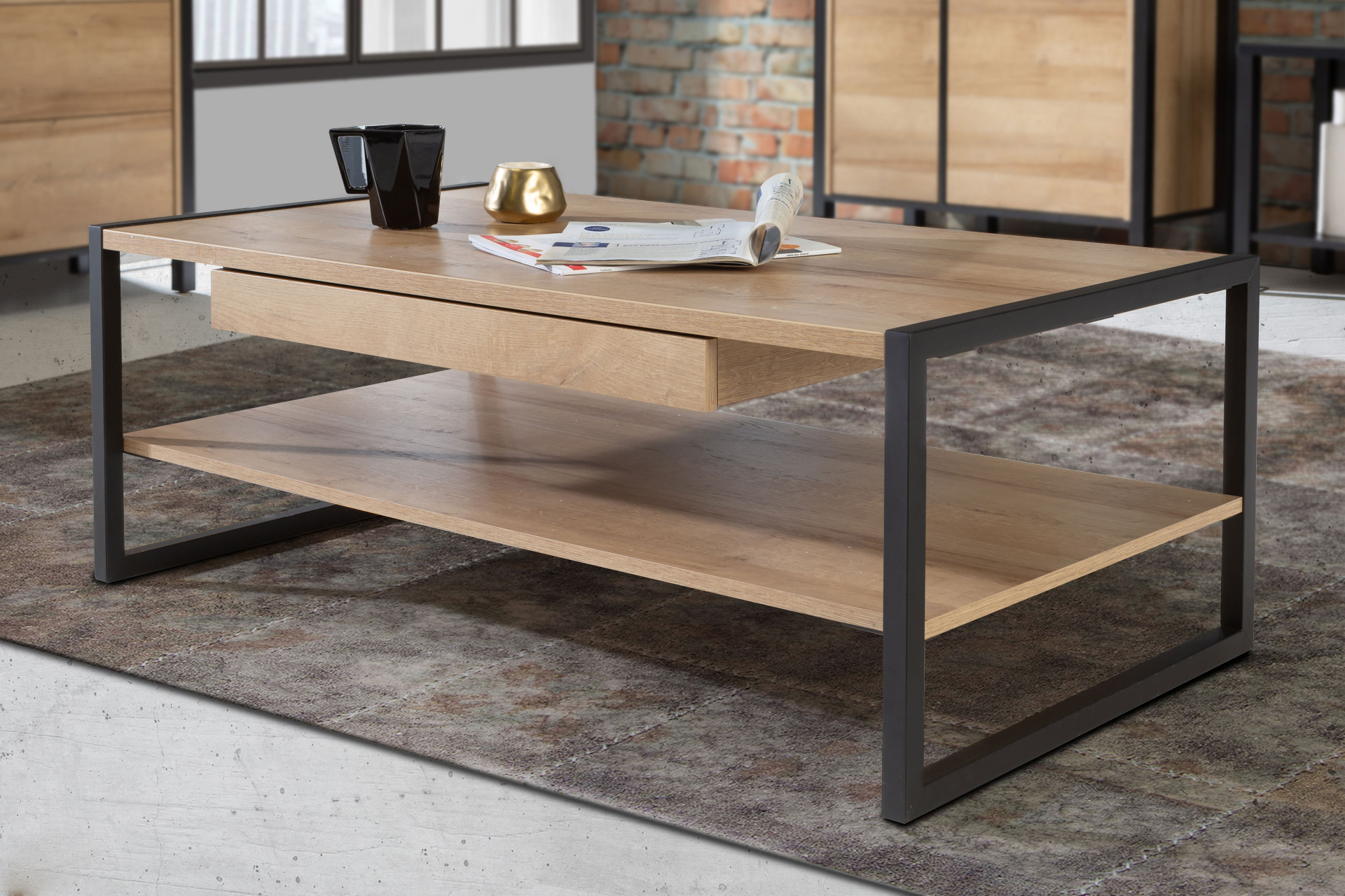 Стол журнальный Forte HIGH ROCK CFTT4241 (дуб ривьера/черный)