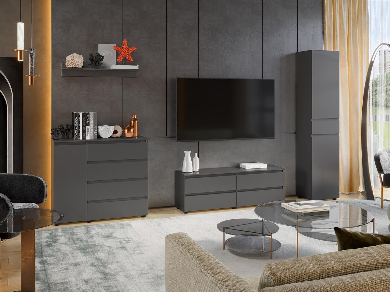 Комплект в гостиную EVR- Лайт-2 графит