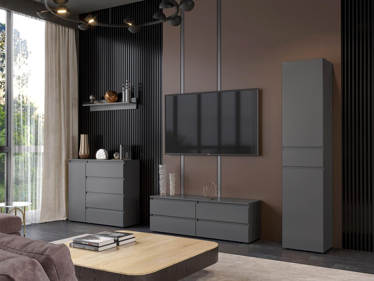 Комплект в гостиную EVR- Лайт-2 графит