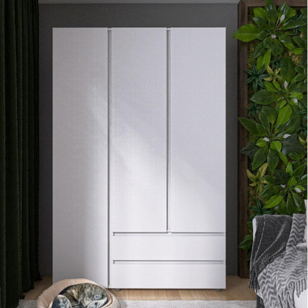 Шкаф распашной на 3 двери и 2 шухляды EVR- Лайт ШЛ-3 белый(нимфея альба)