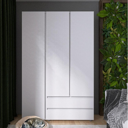 Шкаф распашной на 3 двери и 2 шухляды EVR- Лайт ШЛ-3 белый(нимфея альба)