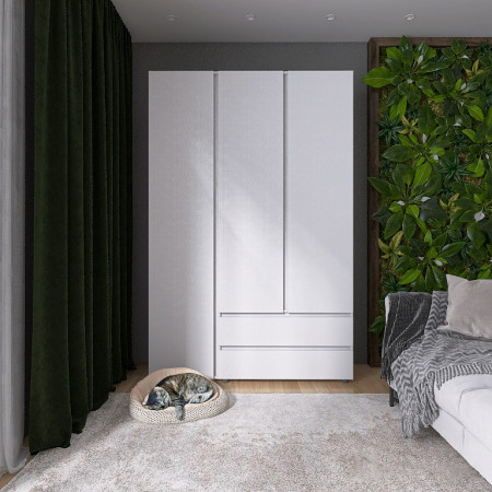 Шкаф распашной на 3 двери и 2 шухляды EVR- Лайт ШЛ-3 белый(нимфея альба)