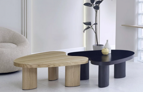 Сэт кофейных столиков CRV- Benito, Oak nature top and black