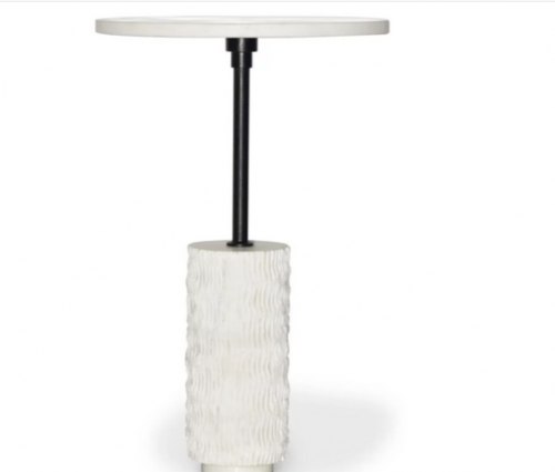 Стол журнальный d-35 см CRV- Tilt, White banswara marble (белый)