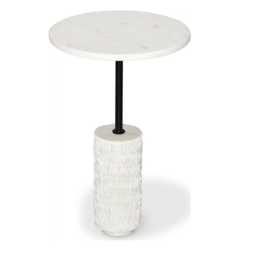 Стол журнальный d-35 см CRV- Tilt, White banswara marble (белый)