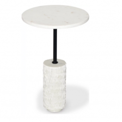Стол журнальный d-35 см CRV- Tilt, White banswara marble (белый)