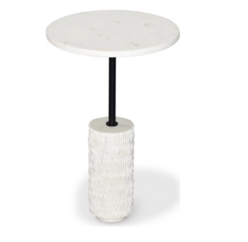 Стол журнальный d-35 см CRV- Tilt, White banswara marble (белый)