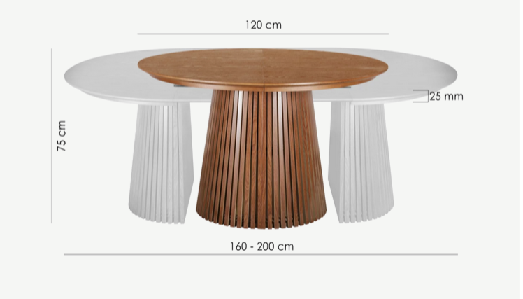 Стол обеденный раскладной CRV- Namara,Euforia brown wood 120-160-200 см,коричневый