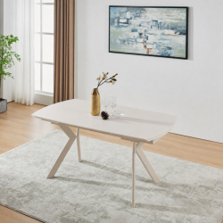 Стіл обідній розкладний INI- NOREEN CERAMIC 140(200)*80  білий /кашемир