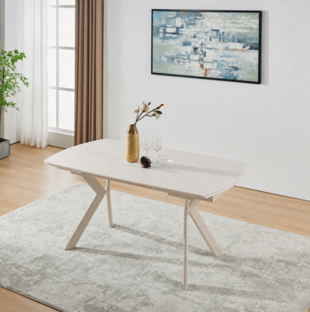 Стіл обідній розкладний INI- NOREEN CERAMIC 140(200)*80  білий /кашемир