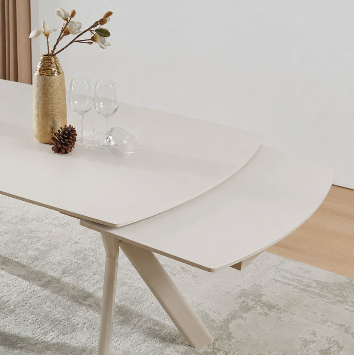 Стіл обідній розкладний INI- NOREEN CERAMIC 140(200)*80  білий /кашемир