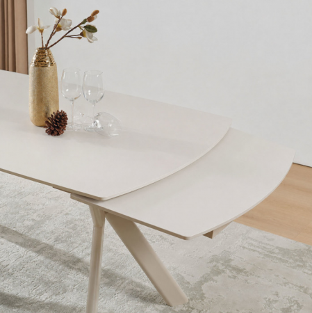 Стіл обідній розкладний INI- NOREEN CERAMIC 140(200)*80  білий /кашемир